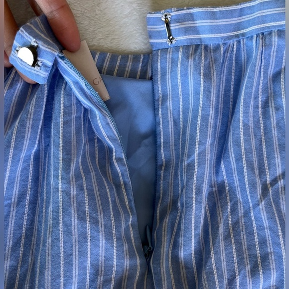 Gal Meets Glam Collection Tiered Cotton Blue Striped Maxi Skirt Size 12 - Picture 7 of 12